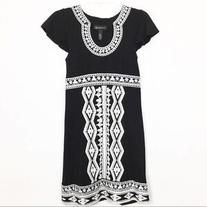 INC International Concepts Black Embroidered Beaded Dress Size Small Pet…